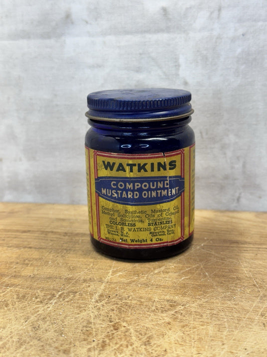 Watkins Compound Mustard Ointment Jar Vtg #S-1555
