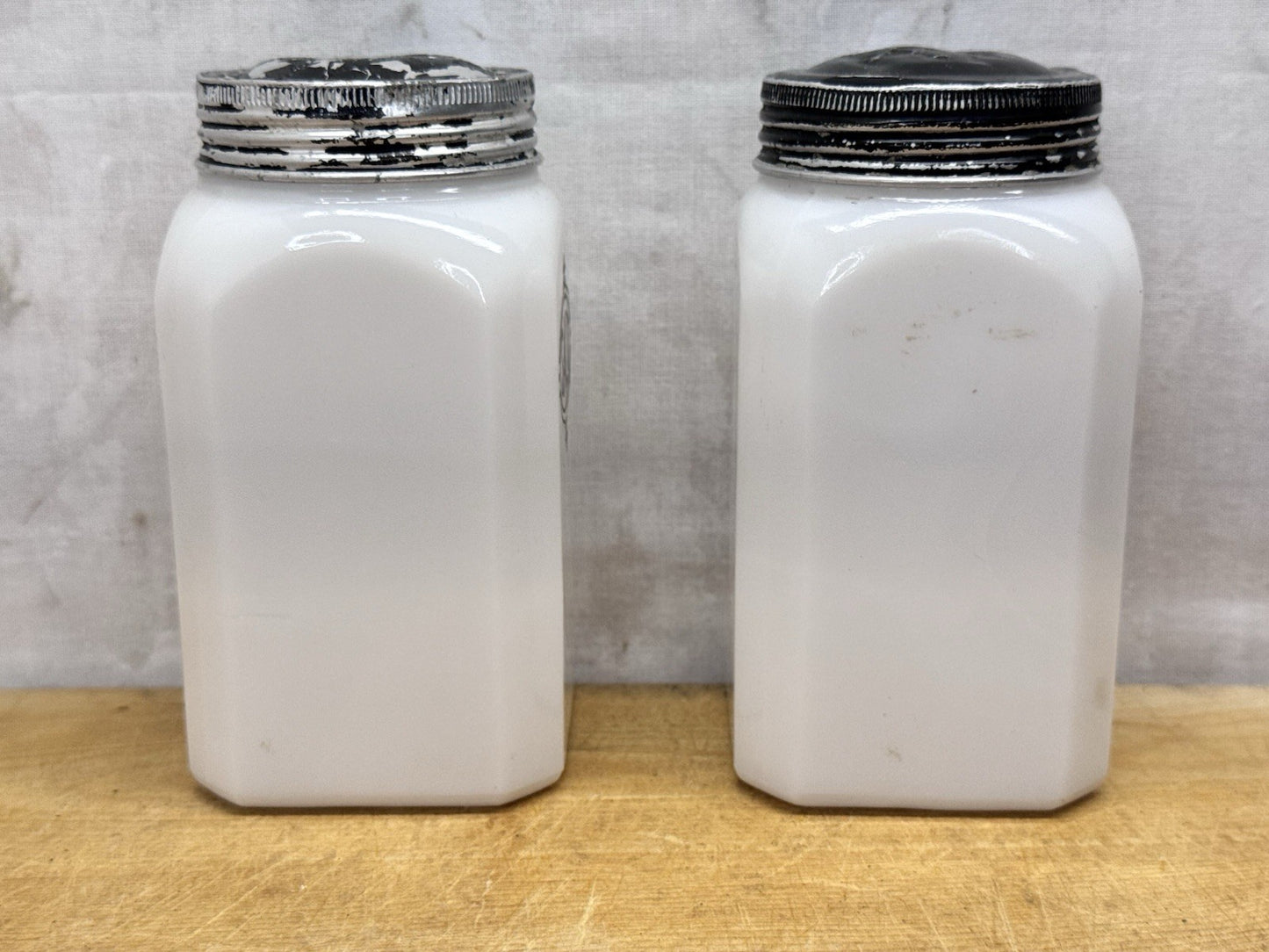 Milk Glass Salt And Pepper Shakers Hoosier Vintage #1149