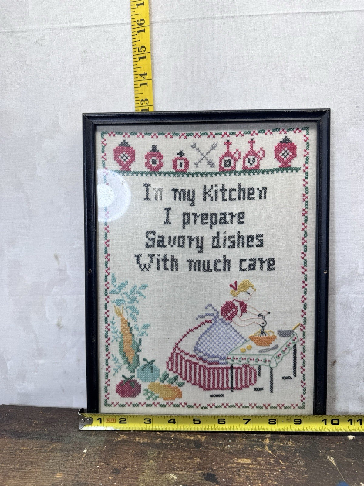 Vintage Cross Stitch Framed Picture