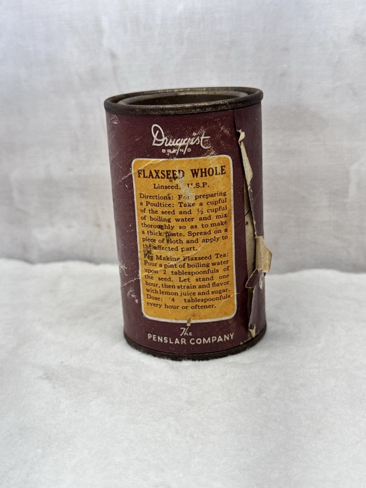 Flaxseed Whole Tin Vintage Can Druggist NOS
