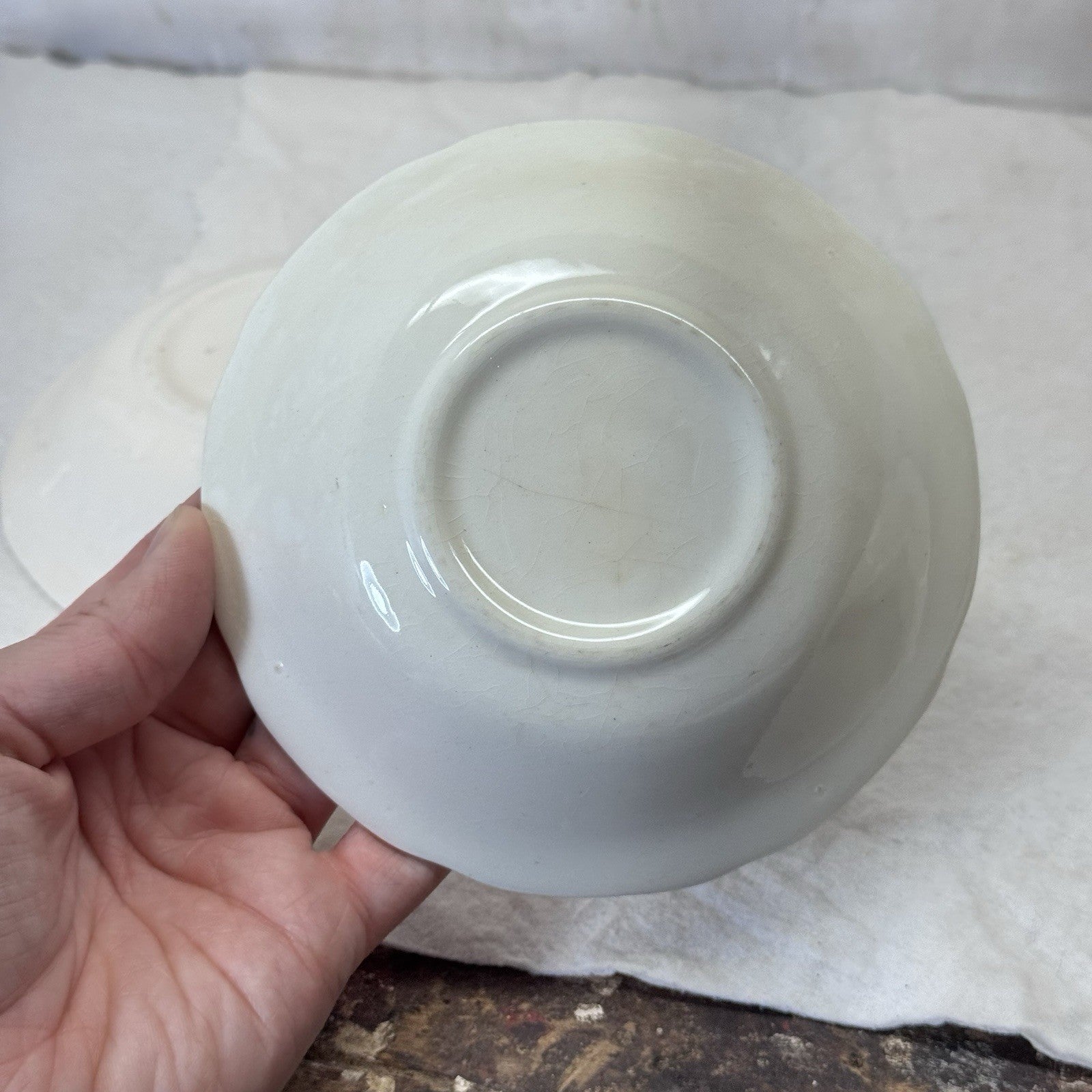 White Stoneware Serving Bowls Flawed