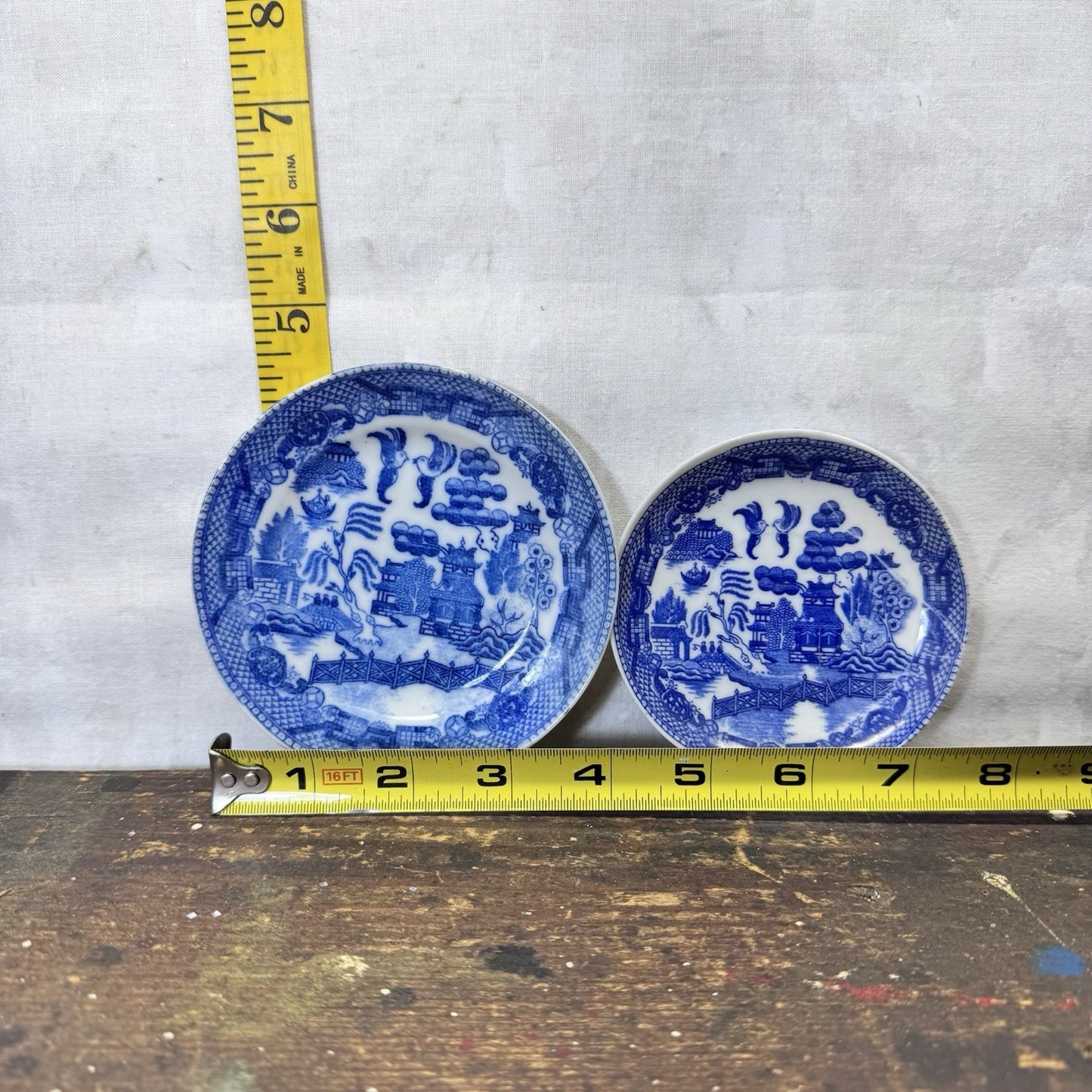 Willow Blue Pattern Japan 5 Small Plates Vintage