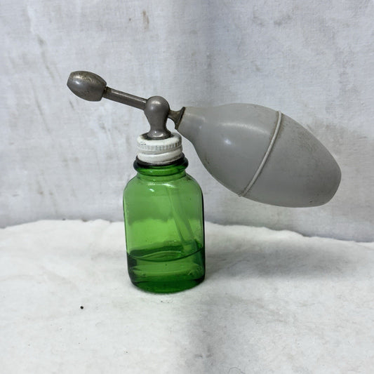 Medical Atomizer Green Glass Bottle Vintage