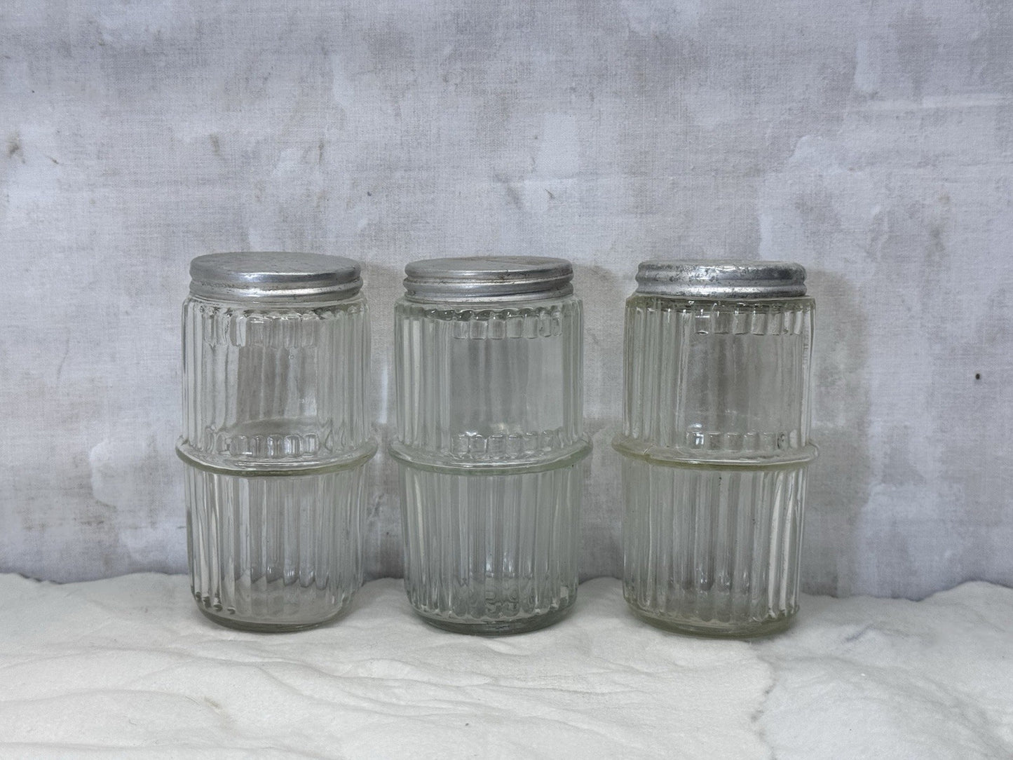 Clear Ribbed Glass Hoosier Spice Jars Vintage #1841