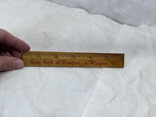 State Bank Waupun Wisconsin Ruler Advertisement Vintage