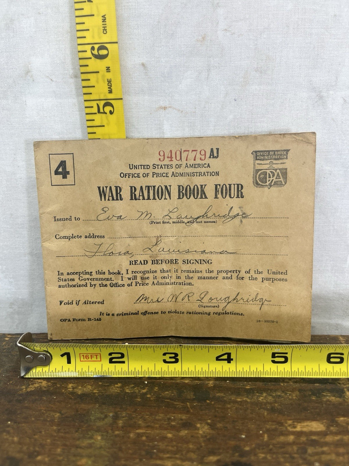 U.S. WWII World War II Ration Book No. 3 w/Stamps Vintage