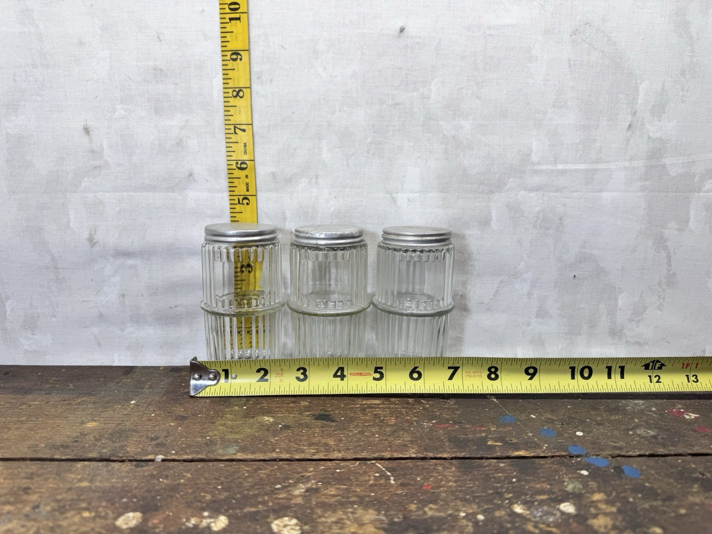 Clear Ribbed Glass Hoosier Spice Jars Vintage #1841