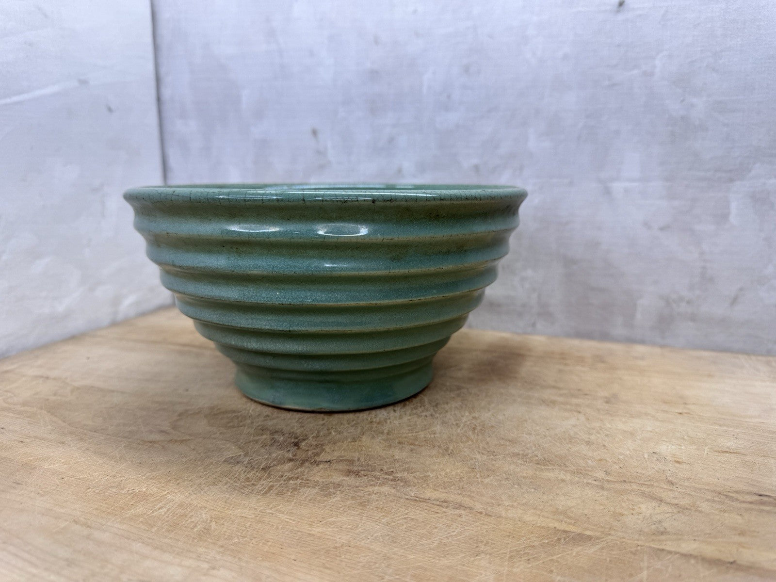 Teal Bauer Bowl Antique Stoneware #S-1530