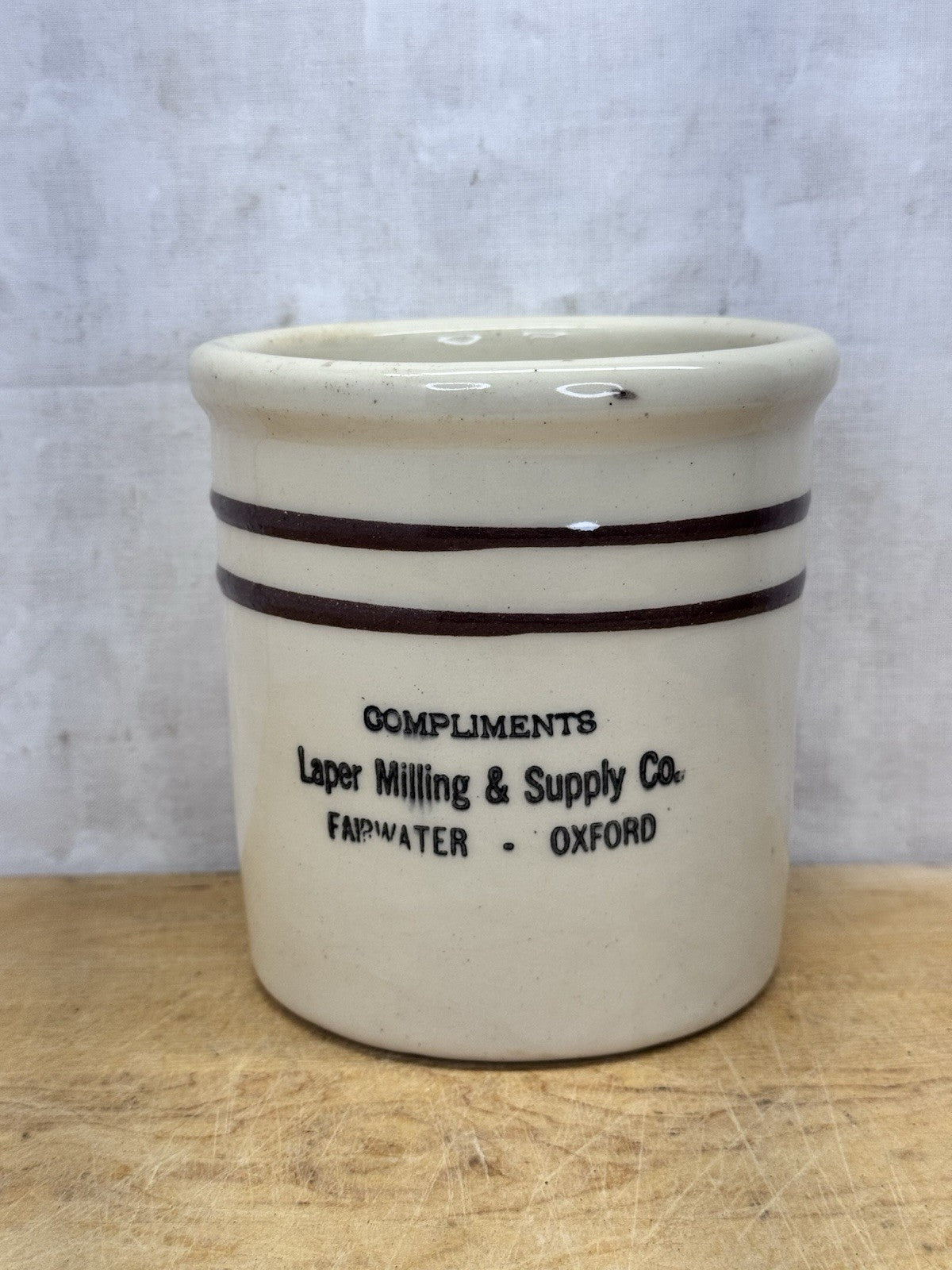 Laper Milling & Supply Co. Beater Jar Antique Fairwater Wisconsin #1126