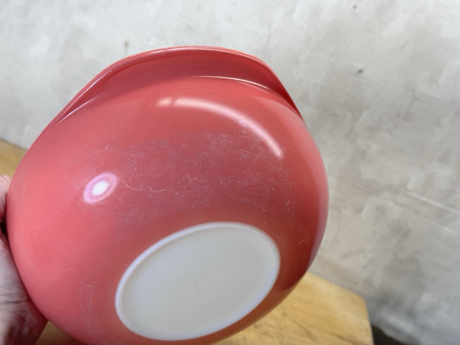 Pink Pyrex Vintage Bowl Has Paint Loss #S-1867