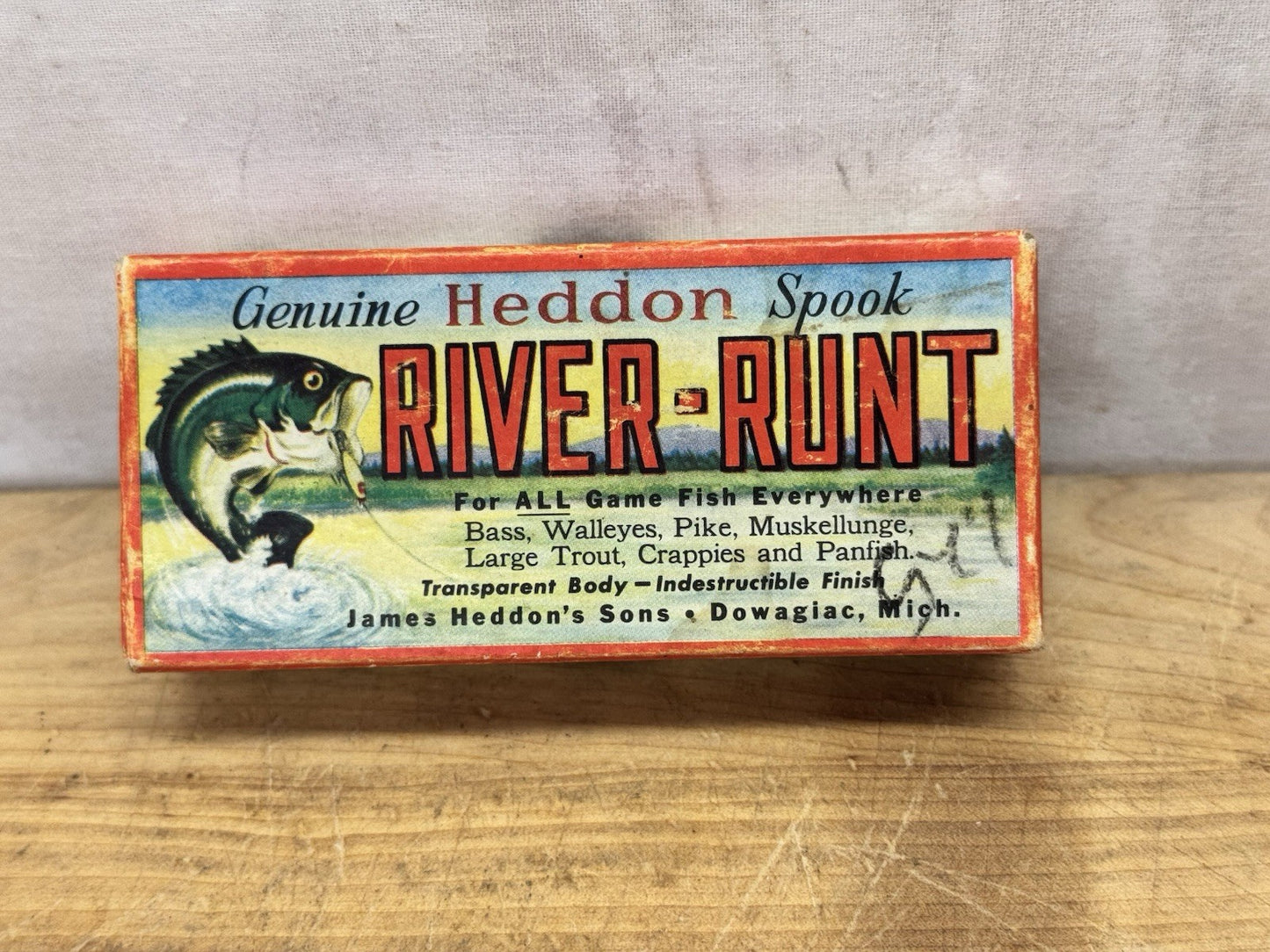 Heddon Spook River Runt Empty Box Fishing Antique #S-1528