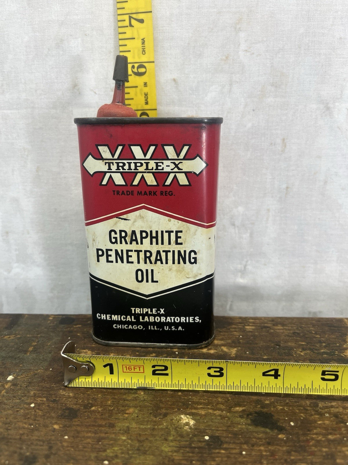 Vintage Triple-X Graphite Penetrating Oil Tin with Spout Made USA Chicago Empty