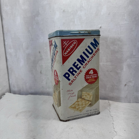 Premium Saltine Crackers Tin Container Vintage