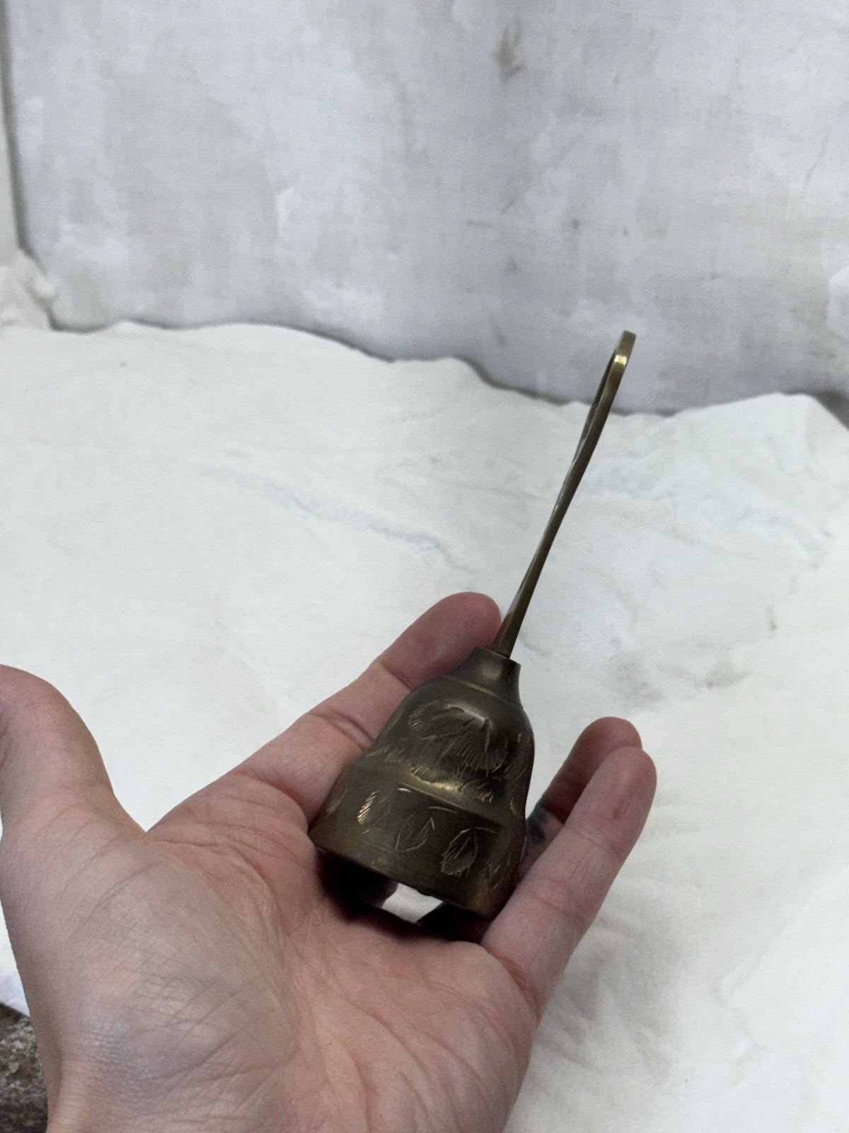 Antique Brass Etched Small Bell #S-1903