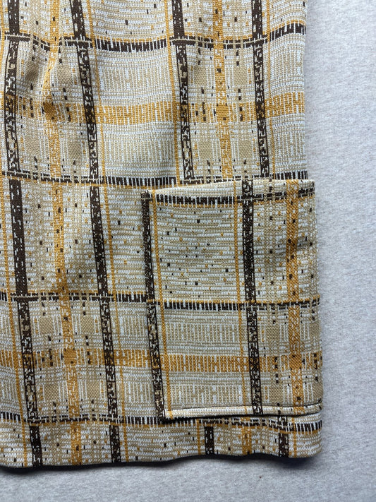1970s Women’s Brown Plaid Knit S Sleeve W/pockets