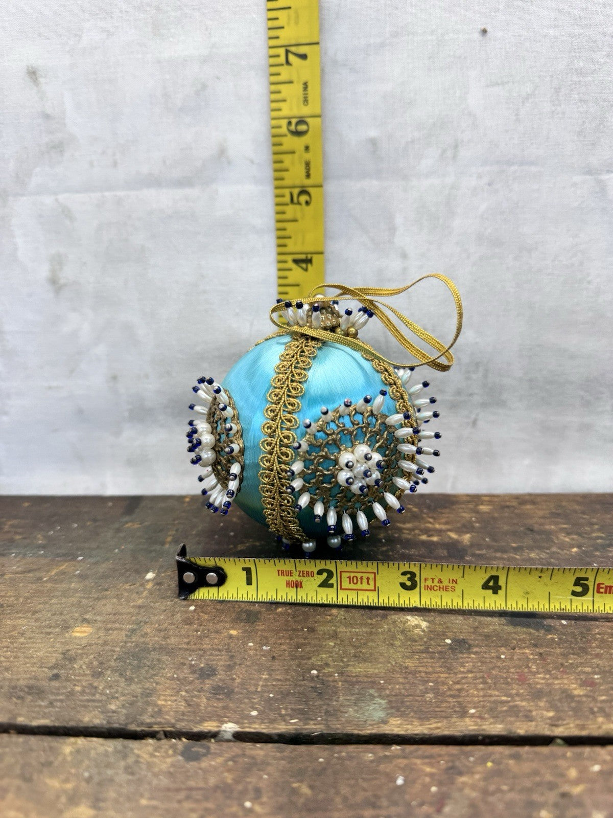 Handmade Push Pin Christmas Ornament Vtg #1395