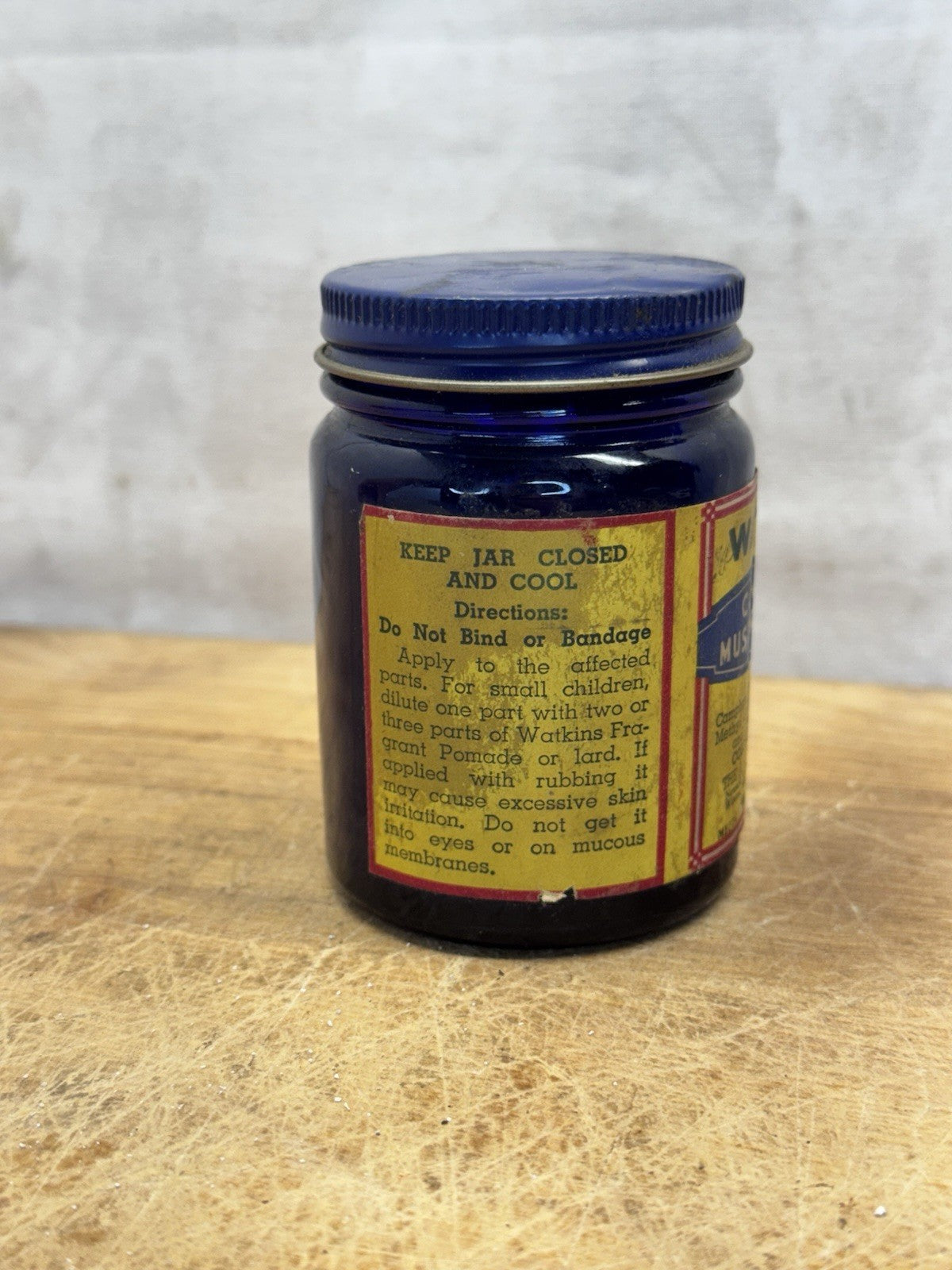 Watkins Compound Mustard Ointment Jar Vtg #S-1555