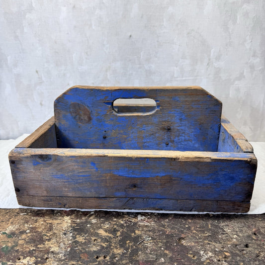 Blue Primitive Caddy Tote Wooden Cubby