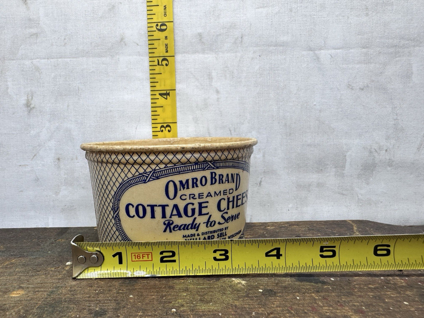 Omro Brand Cottage Cheese Container Oshkosh Wisconsin Vintage #1167