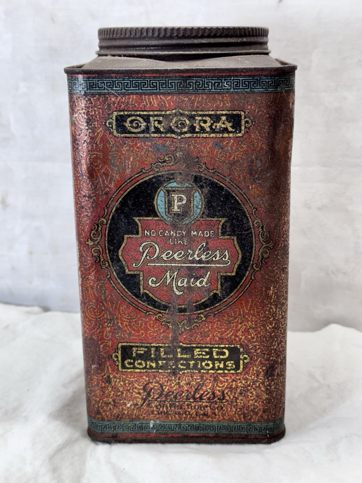 Peerless Maid Filled Confections Candy Tin Vintage #S-1955