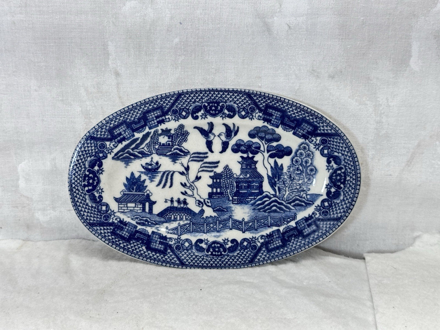 Small Willow Blue Pattern Japan Toy Tray Vintage