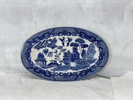 Small Willow Blue Pattern Japan Toy Tray Vintage