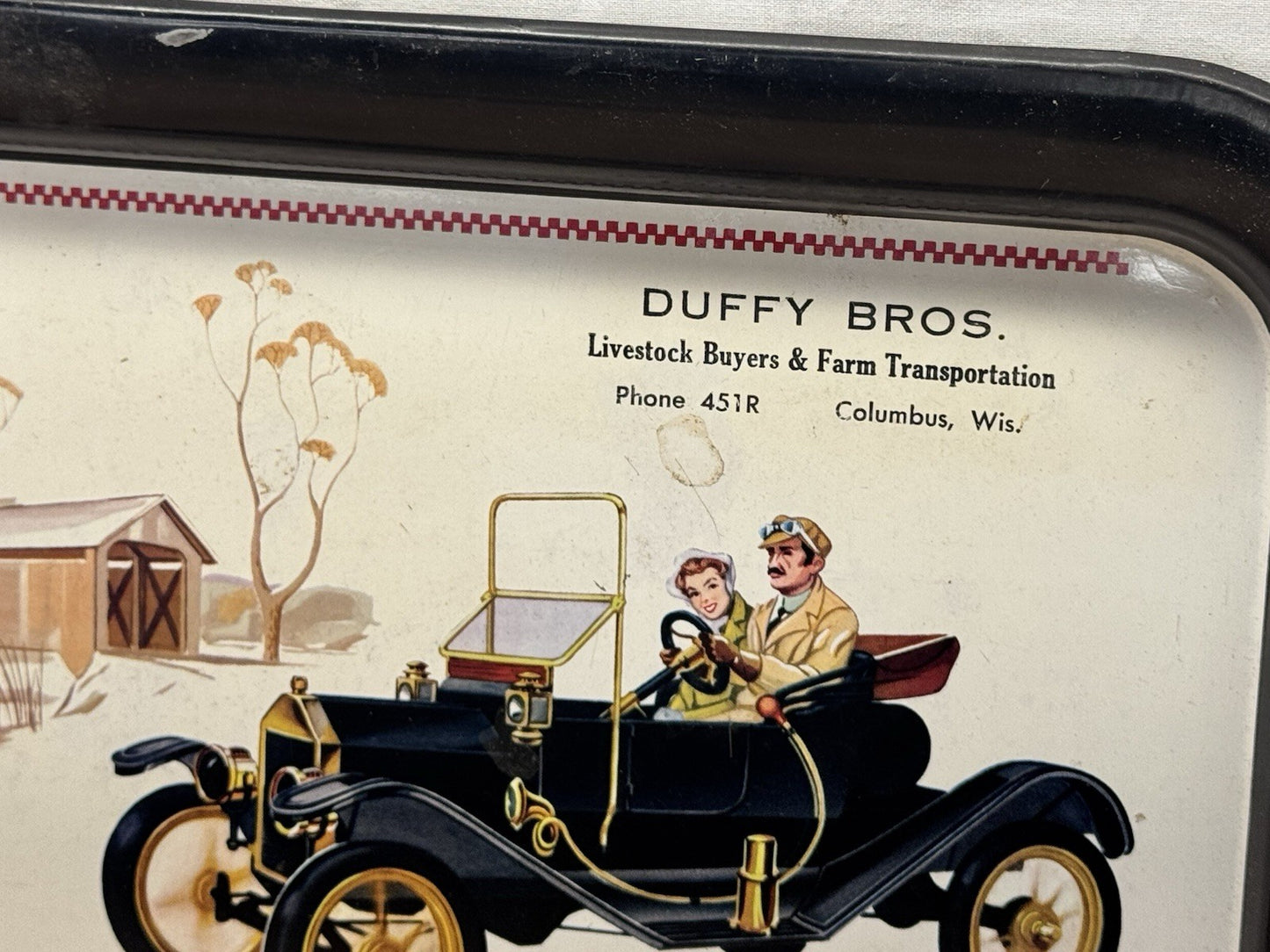 Duffy Bros Columbus Wisconsin Advertisement Tray #1239