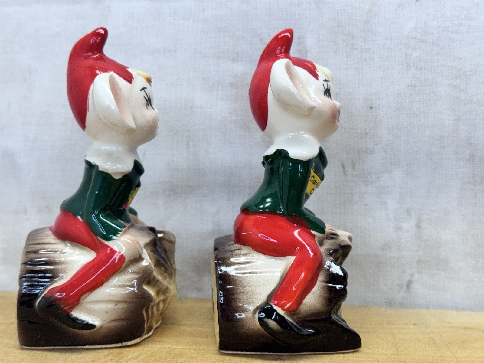 Ceramic Pair Of Elves Made In Japan #1139