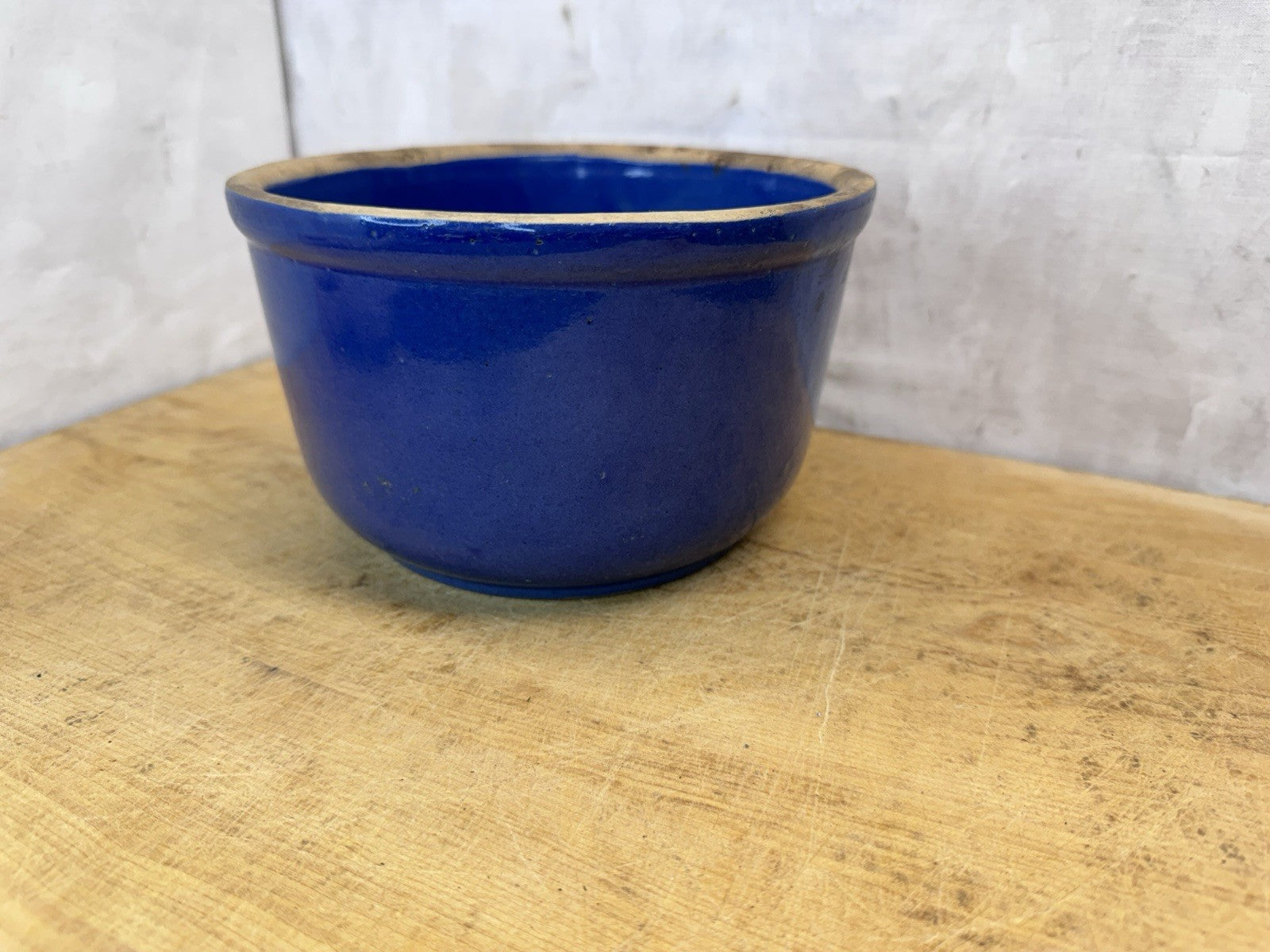 Blue Stoneware Bowl Vtg #S-1701