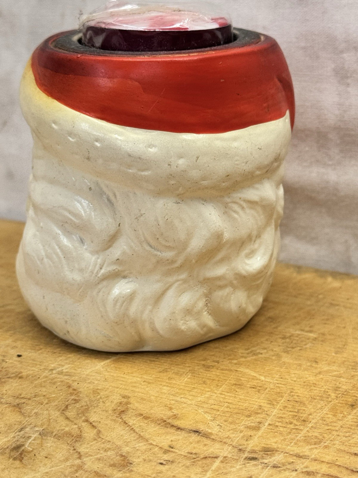 Santa Claus Head Candle Holder Inarco Japan NOS #1326