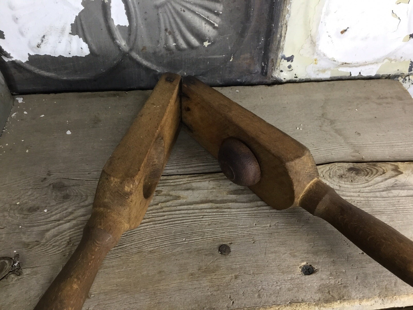 Primitive Antique Wood Garlic Press, Kitchen Decor, Collectible