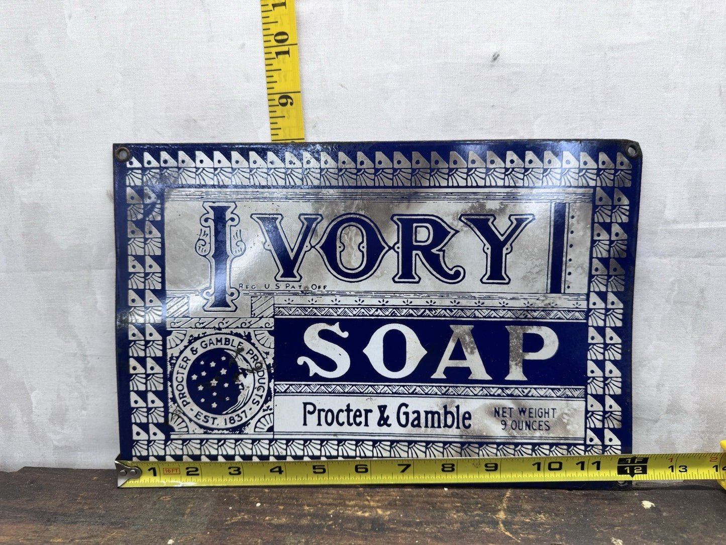 Antique Porcelain Ivory Soap Sign #1020