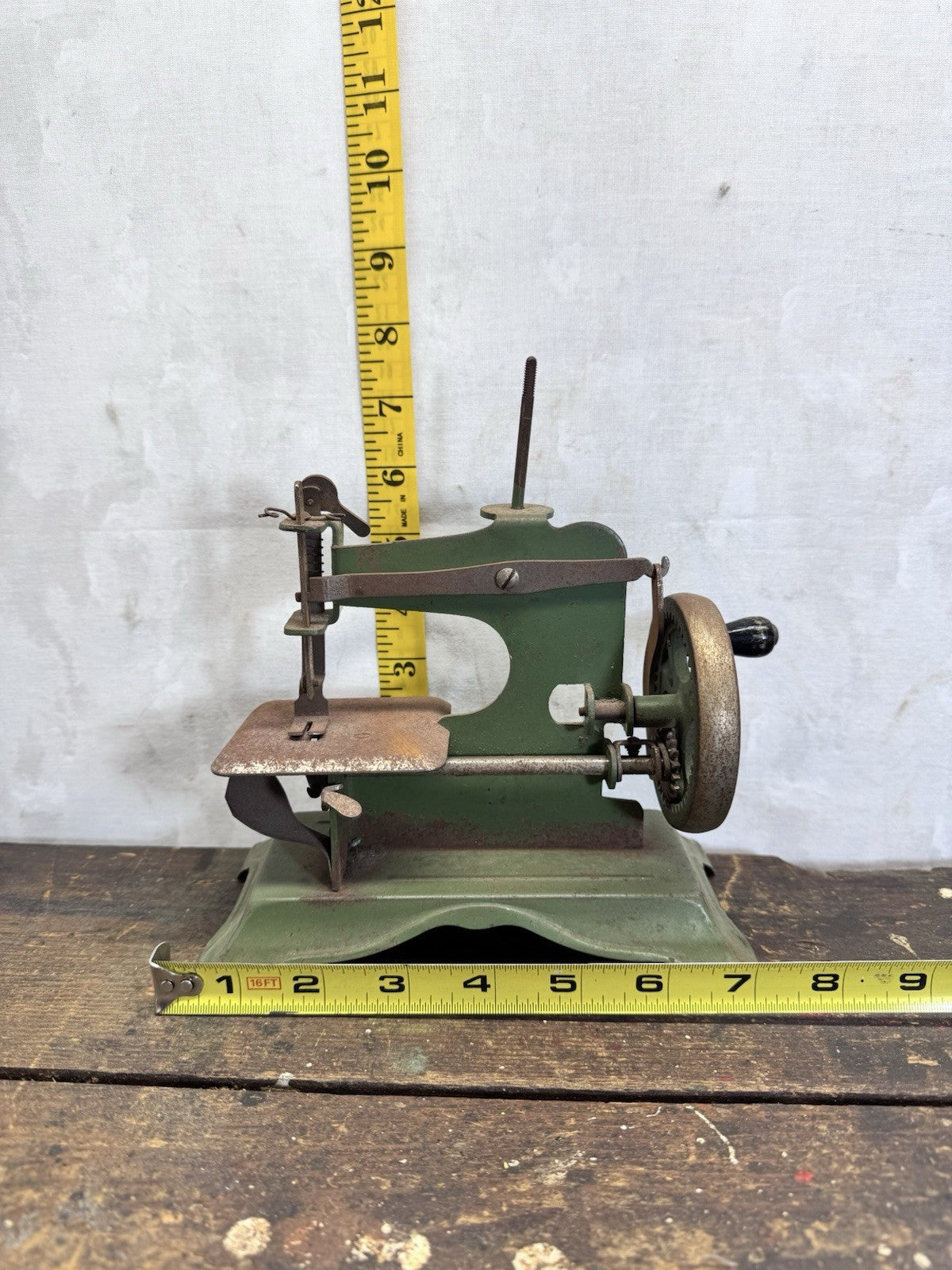 Child’s Metal Vintage Green Sewing Machine