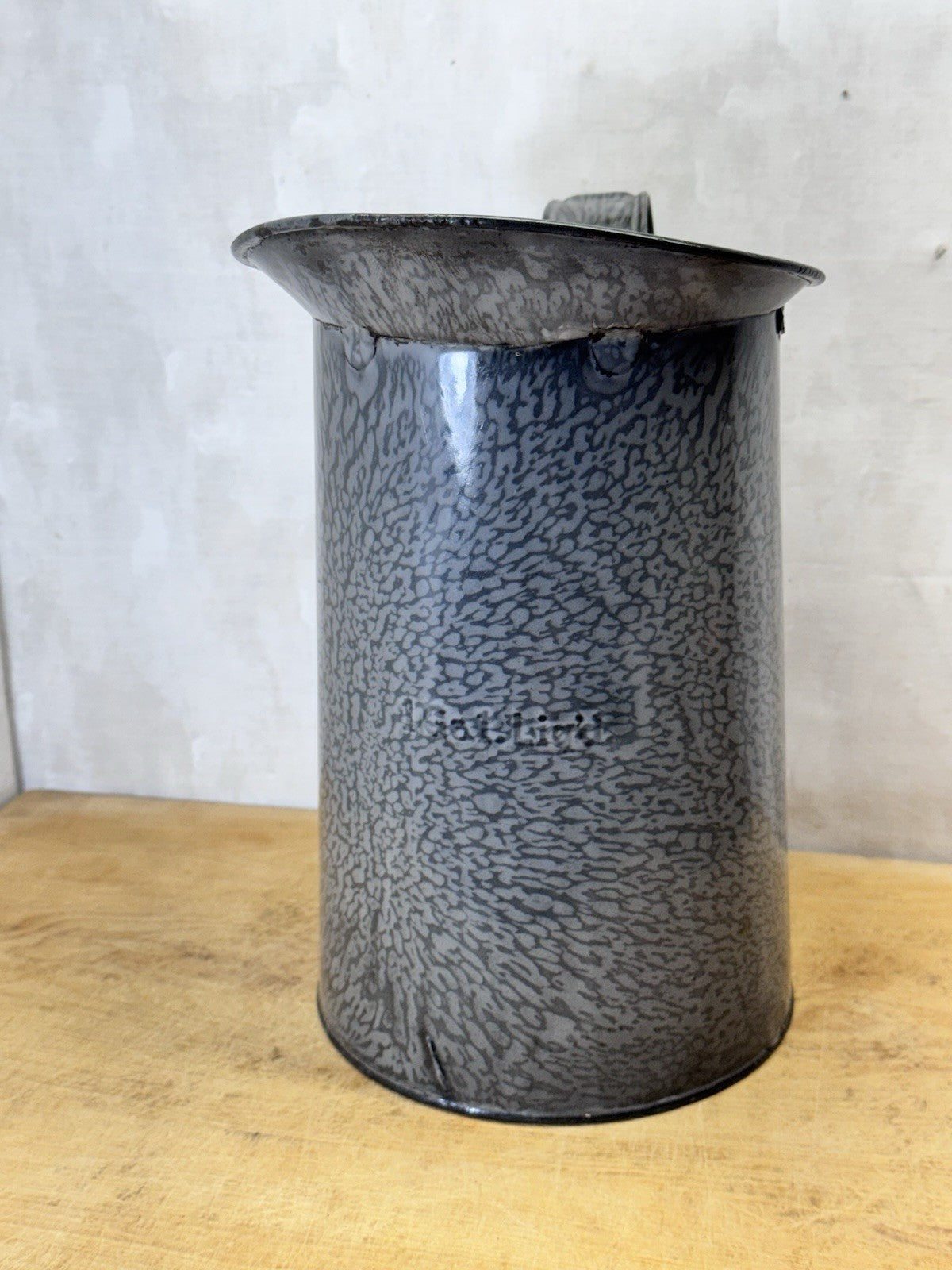 Grey Swirl Splatter Enamelware One Gal Pitcher Vintage #S-1871