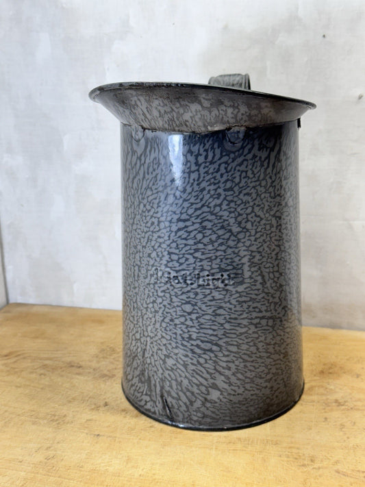 Grey Swirl Splatter Enamelware One Gal Pitcher Vintage #S-1871