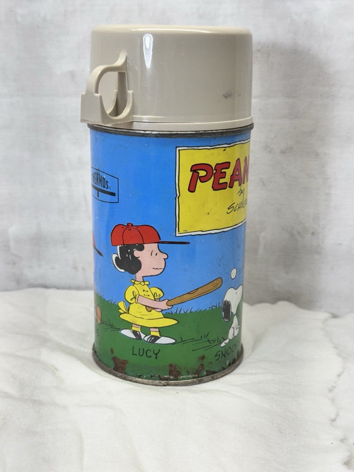 Snoopy Charlie Brown Metal Thermos Vintage #S-1840