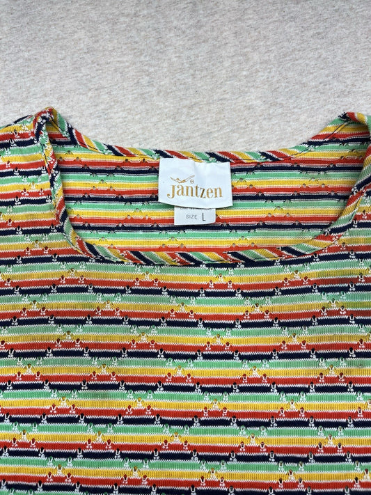 1970s Women’s Knit Striped S Sleeve Top