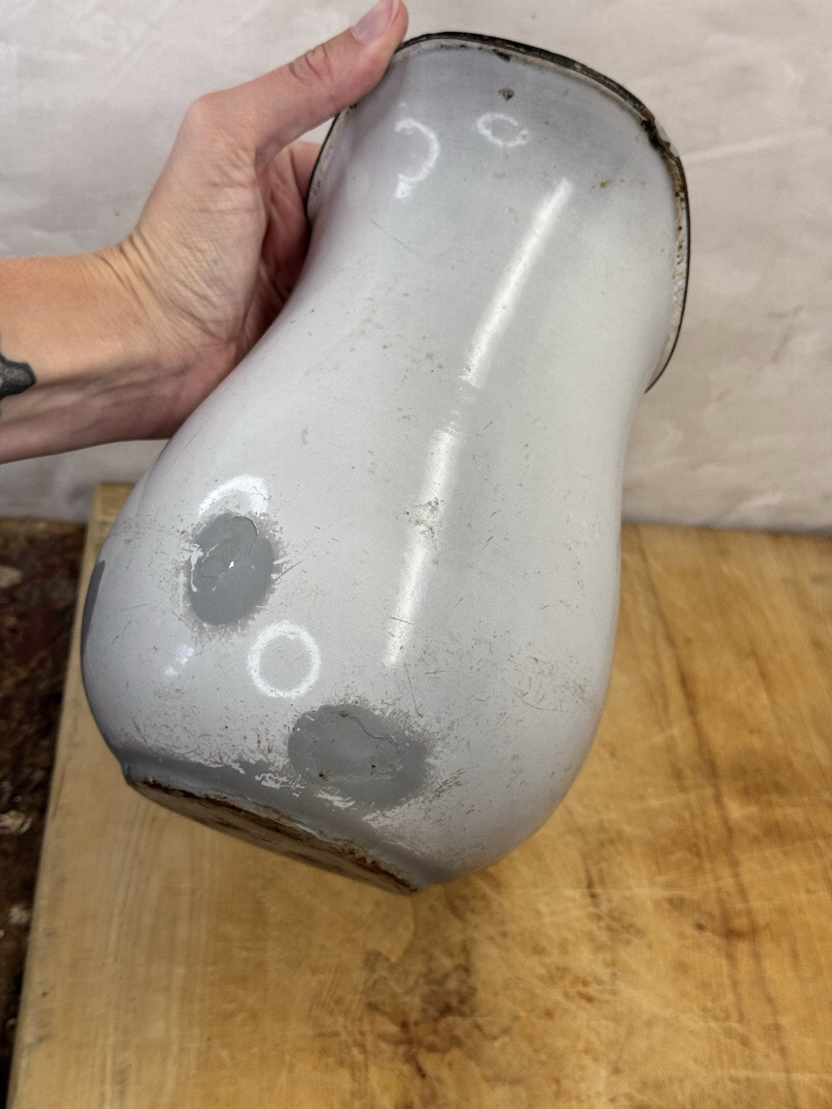 White Enamel Pitcher Antique #1360
