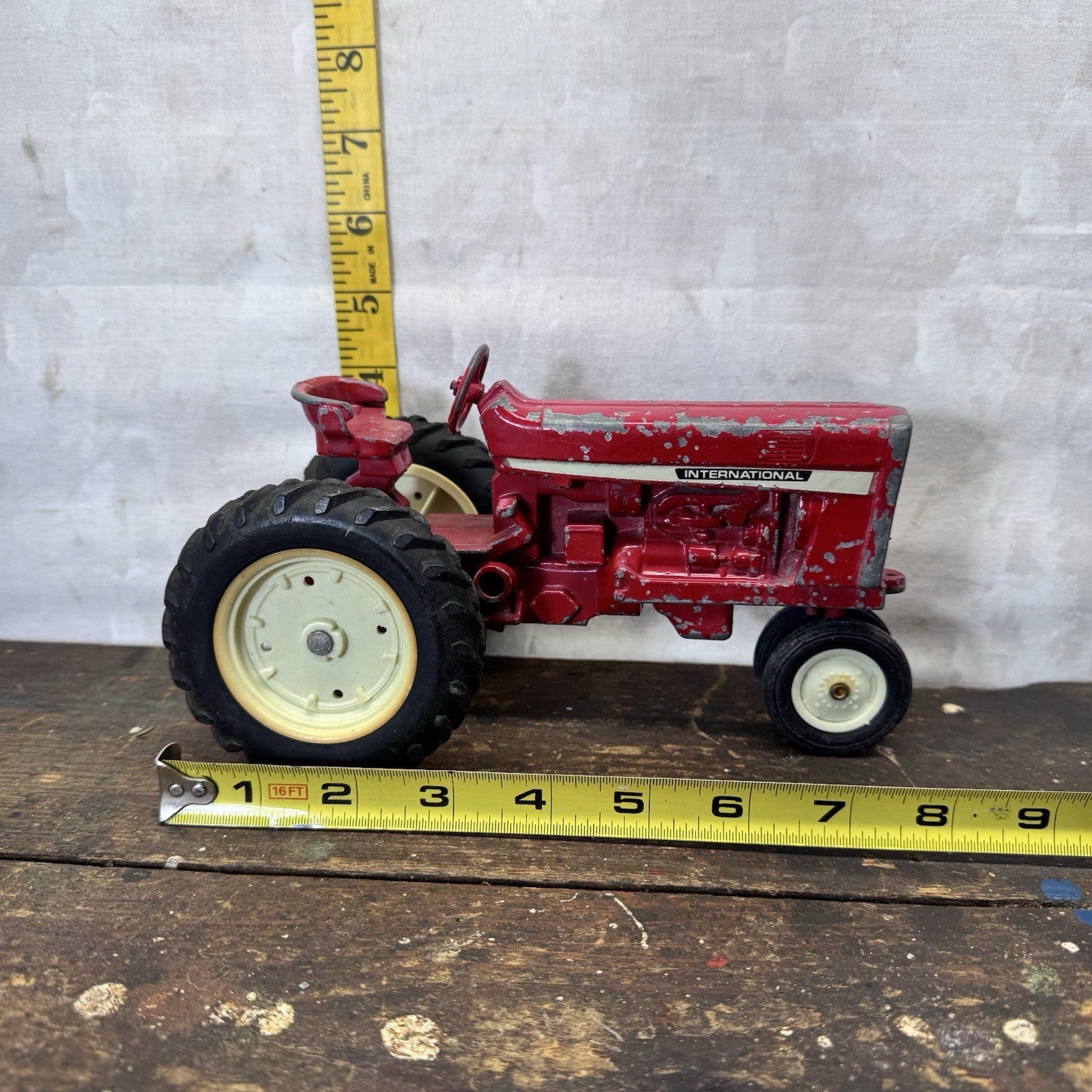 International Red Farm Tractor Metal Toy Vintage