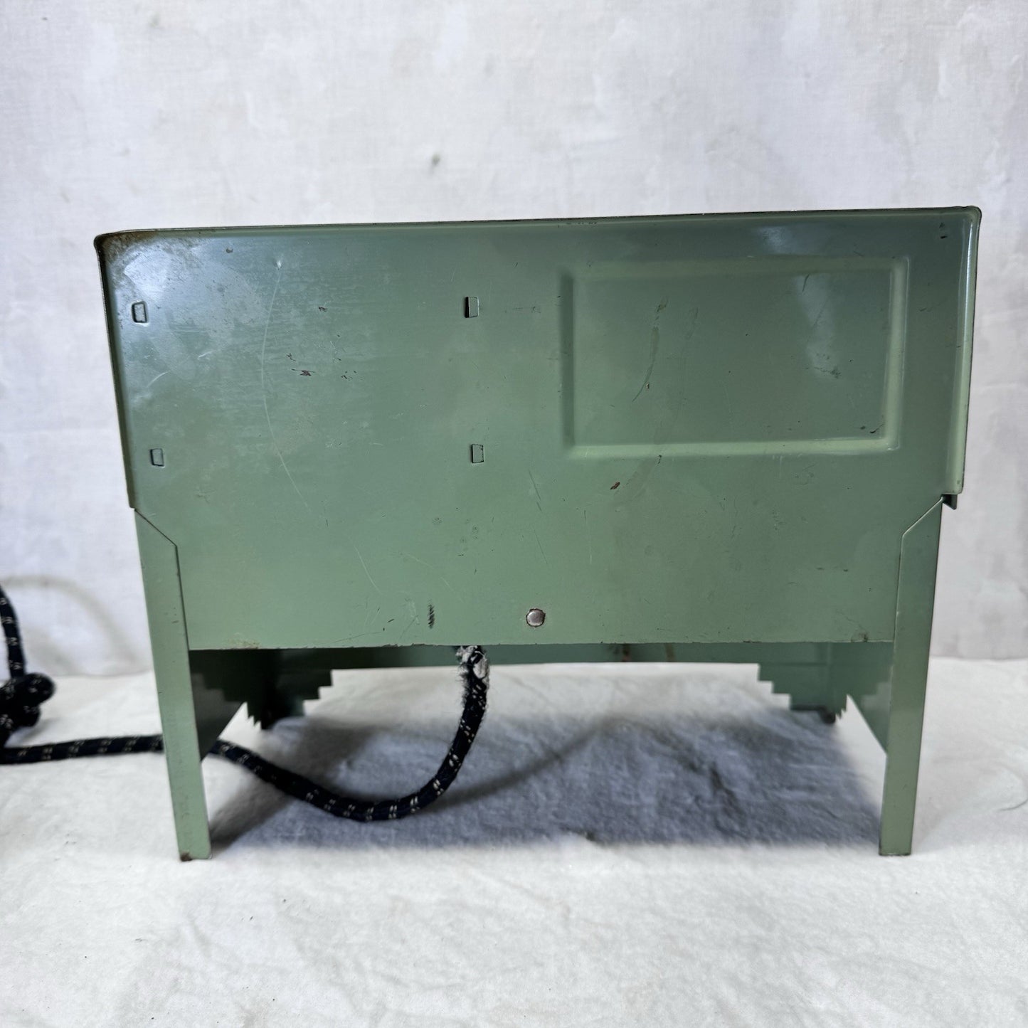 Child’s Metal Green Toy Electric Stove Vintage