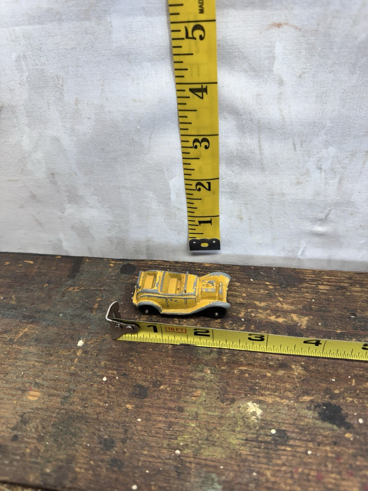 Vintage Tootsie Toy Roadster Yellow Car