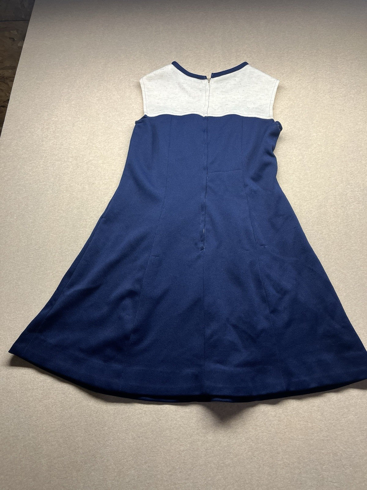 1970s, 80s Women’s Blue And White Sleeveless Dress