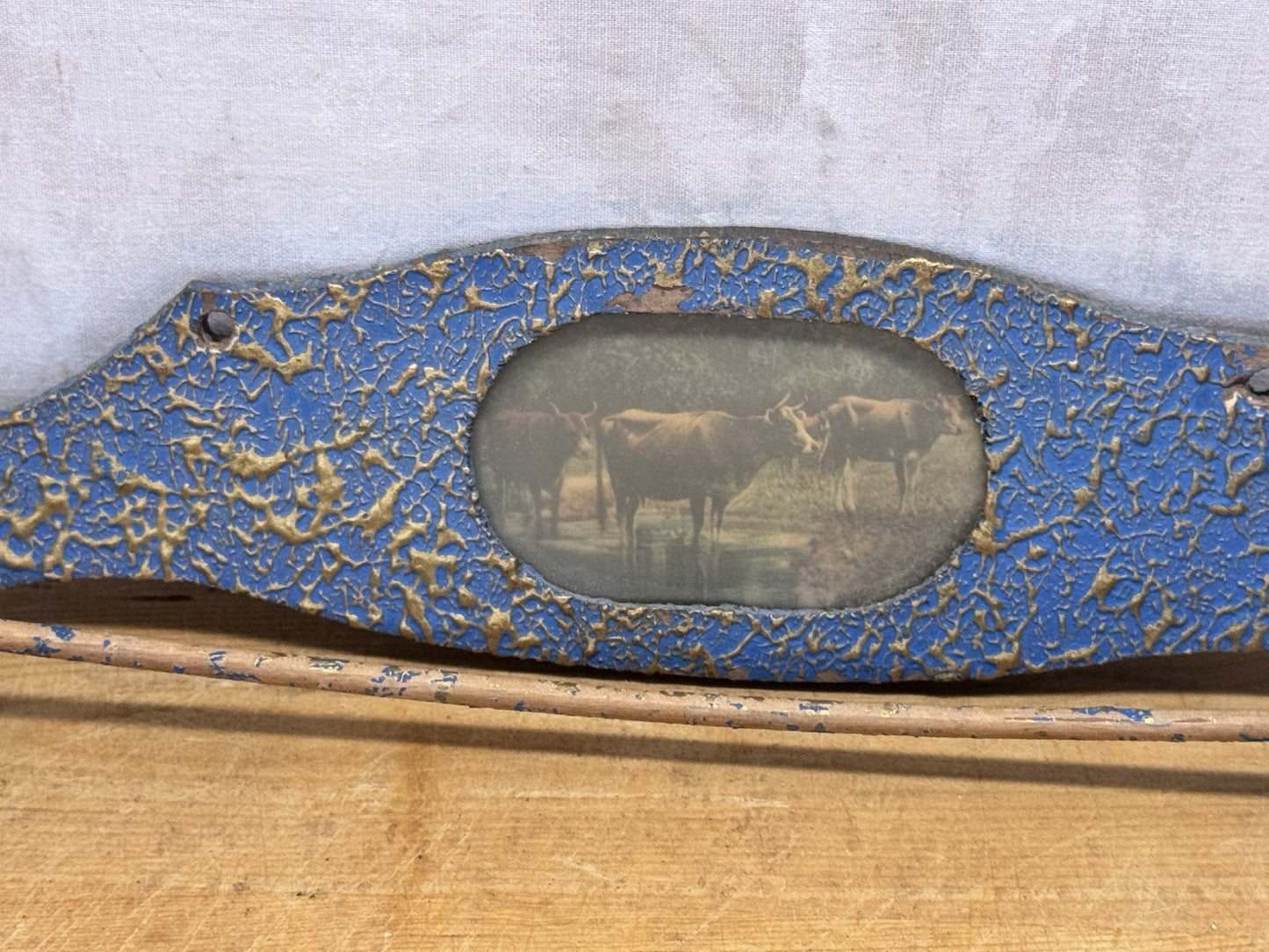 Primitive Blue Wooden Tie Rack #1330