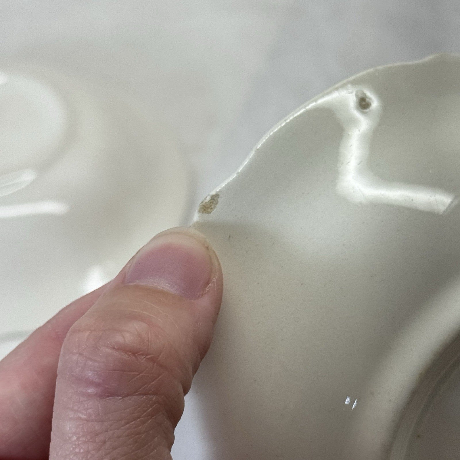 White Stoneware Serving Bowls Flawed