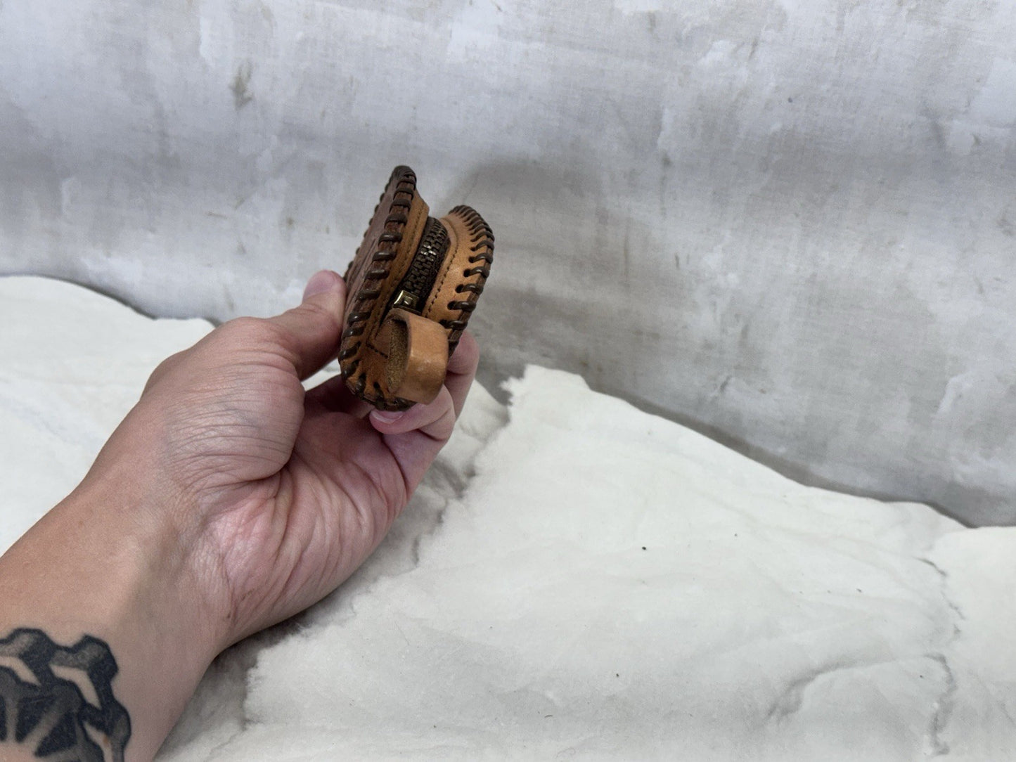 Leather Small Coin Purse Vintage #S-1821
