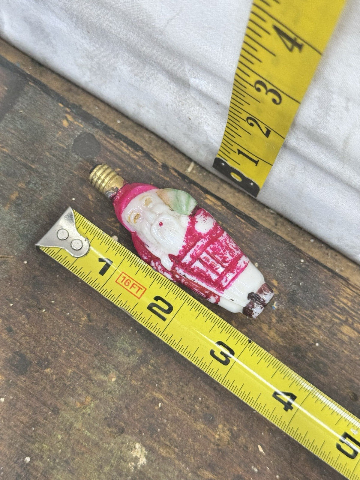 Santa Claus Christmas Bulb Milk Glass Vtg #1332