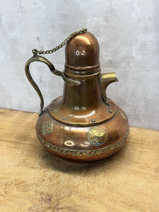 Decorative Brass Zodiac Tea Pot Vtg #S-1557