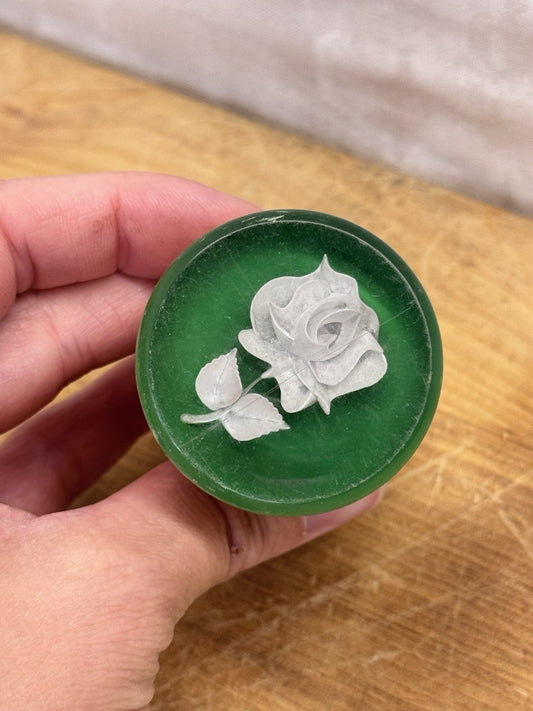 White Rose Gear Shift Knob Vtg #S-1545