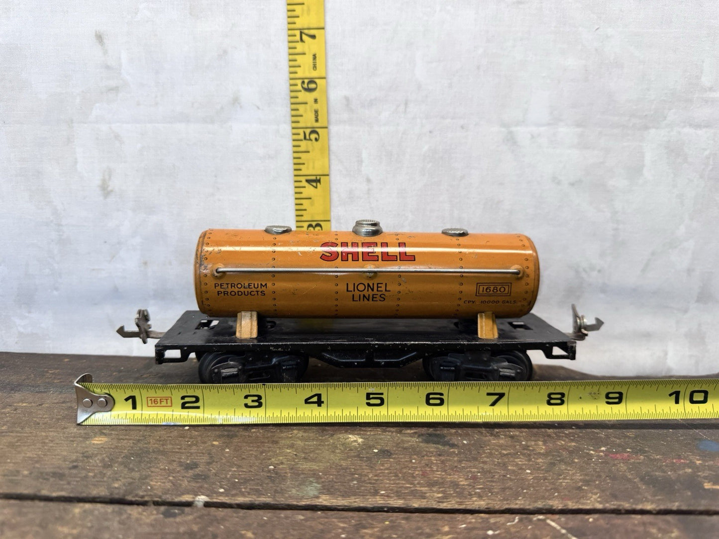 Vtg Lionel Lines Shell 1680 Orange Tank Train Car #S-1598
