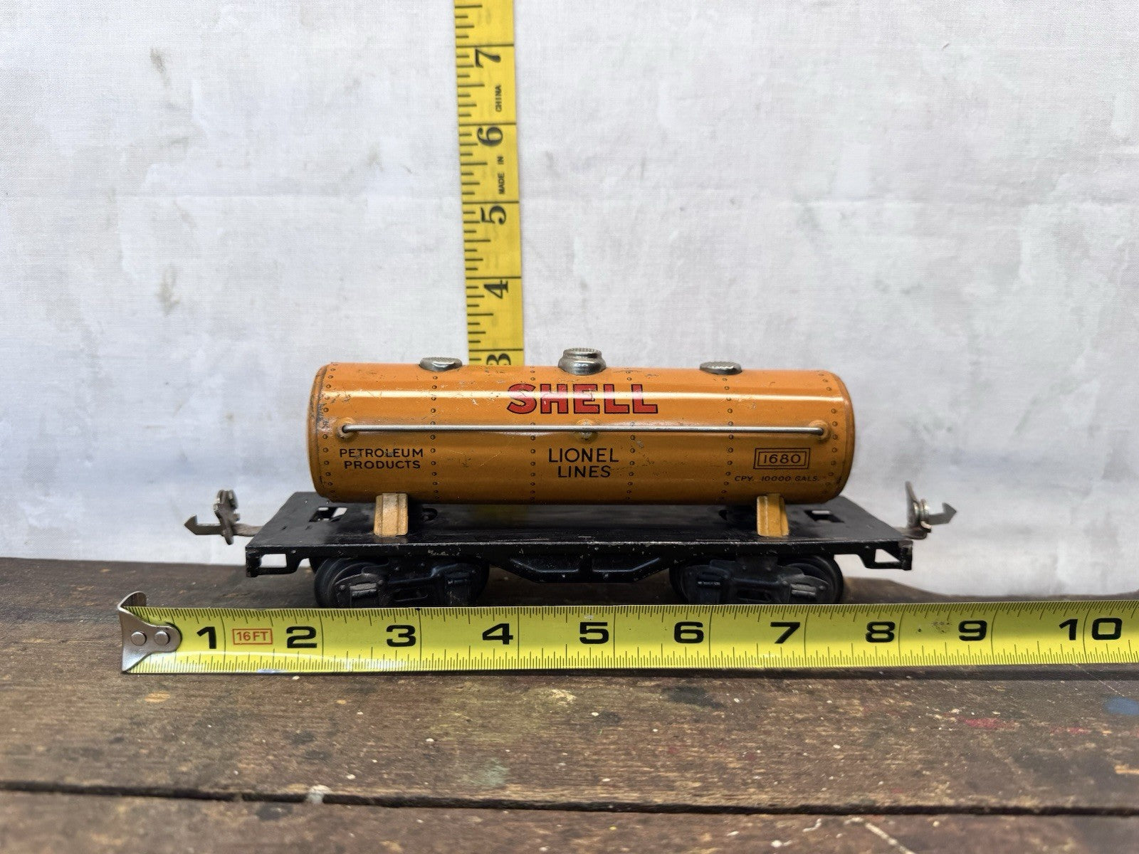 Vtg Lionel Lines Shell 1680 Orange Tank Train Car #S-1598